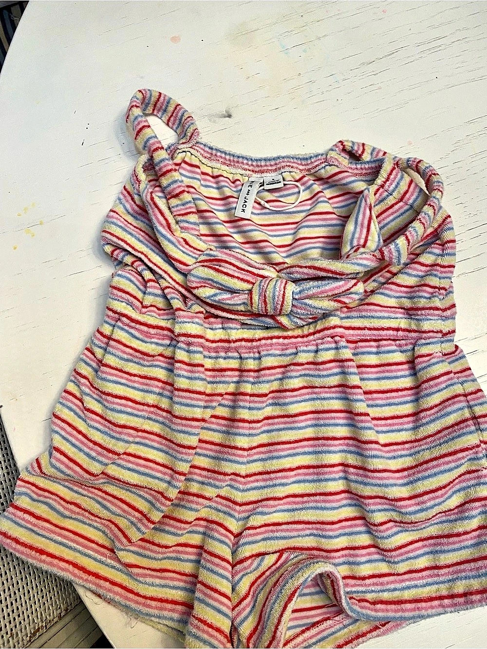 Janie & Jack Striped terry cloth Romper cover up